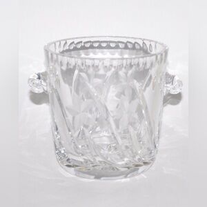 Vintage Crystal Cut Ice Bucket Champagne Wine Cooler Scroll Handles